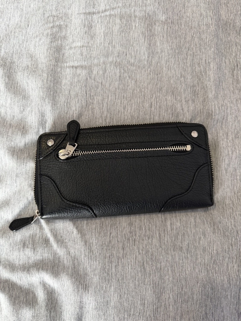 Coach Black Leather Zip-Around Wallet with Silver Hardware - Picture 3 of 3